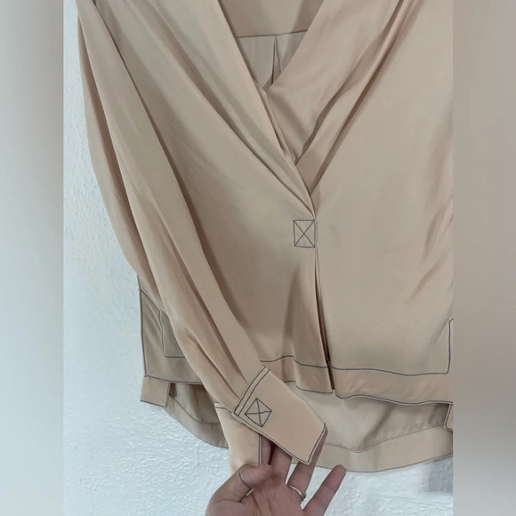 Rag & Bone Shields 100% Silk Drape-Front Top Blouse Women’s XXS Dusty Rose - Picture 6 of 16